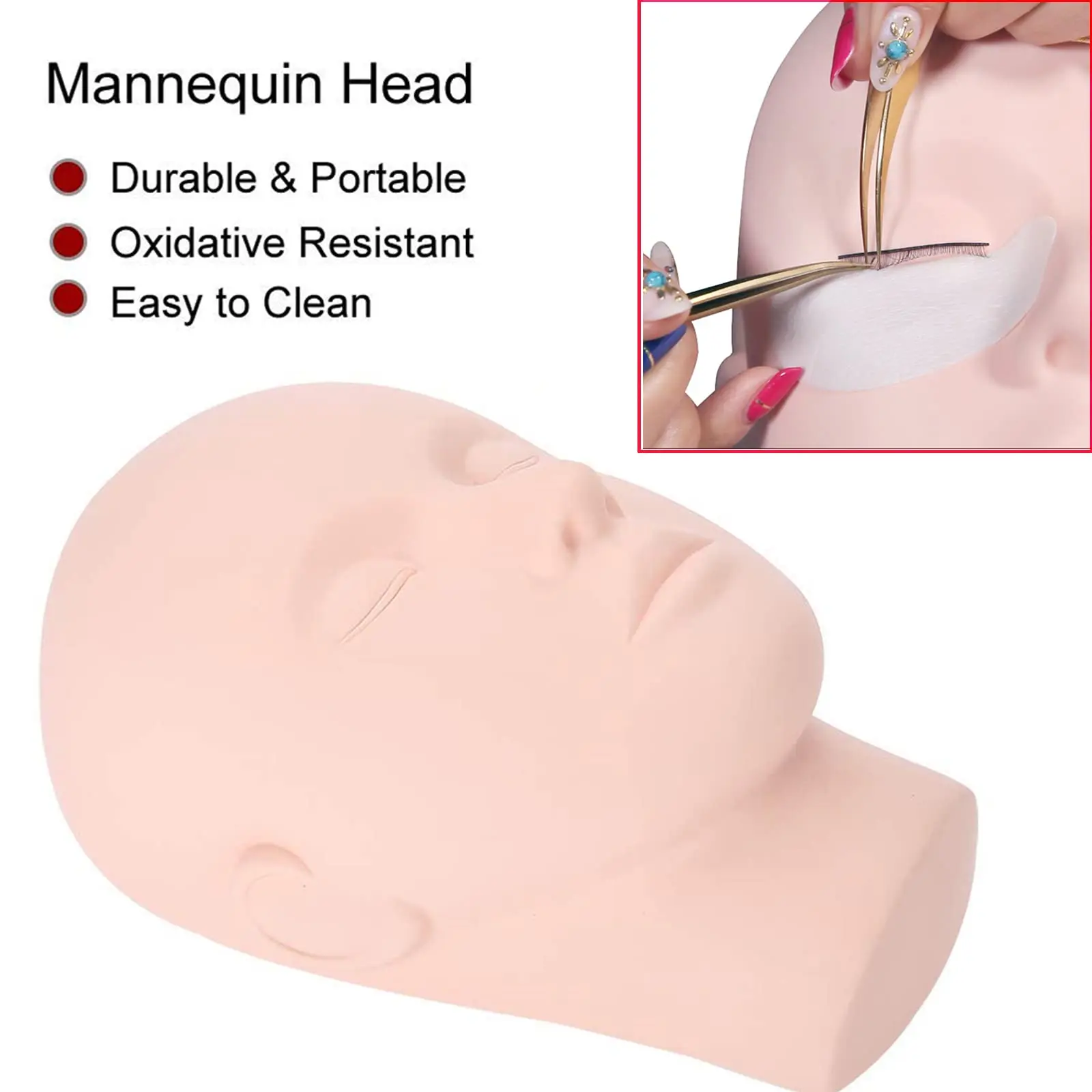 Fake Head Mould Mannequin Head Training Makeup Model Rubber Eye Facial Eyelash Eyelash Extension Makeup Practice Heads
