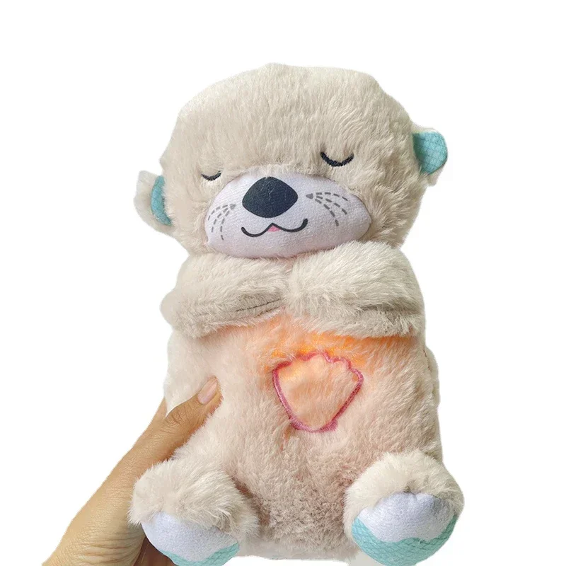 호흡 곰 진정 수달 봉제 인형 장난감, 아이 진정 음악 수면 동반 소리와 빛 인형 장난감 선물