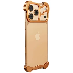 Sleek Shockproof Metal Frameless Bumper Phone Case - iPhone 17 (Orange)