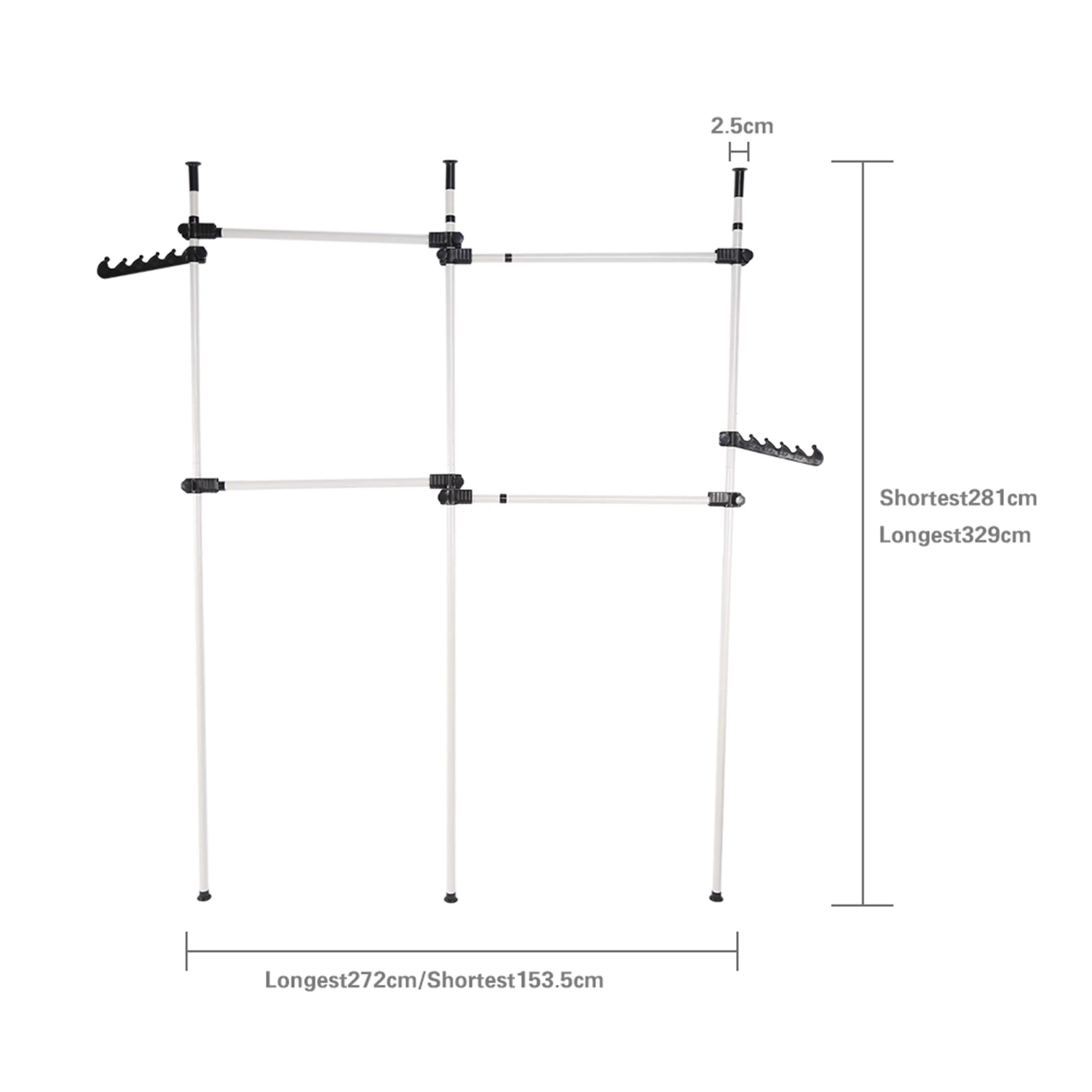 4 Poles Heavy Duty Adjustable Home Garment Hanger Clothes Rack Simple Closet Wardrobe Bedroom Portable Clothes Rack