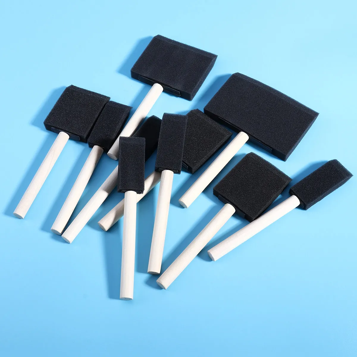 10Pcs 페인팅 스폰지 브러쉬 세트 예술 공예용 하드우드 핸들이 있는 프리미엄 흡수성 스폰지 낙서 그림 그리기 염색용