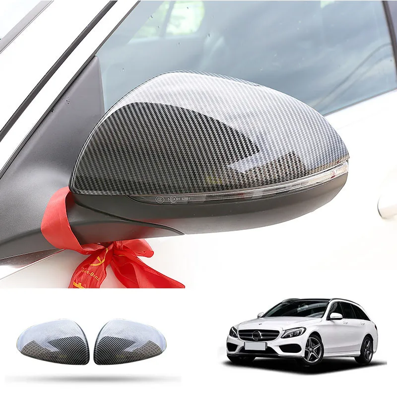 2pcs Rearview Side Mirror Cover Caps Door Wing Mirror Caps Carbon Fiber