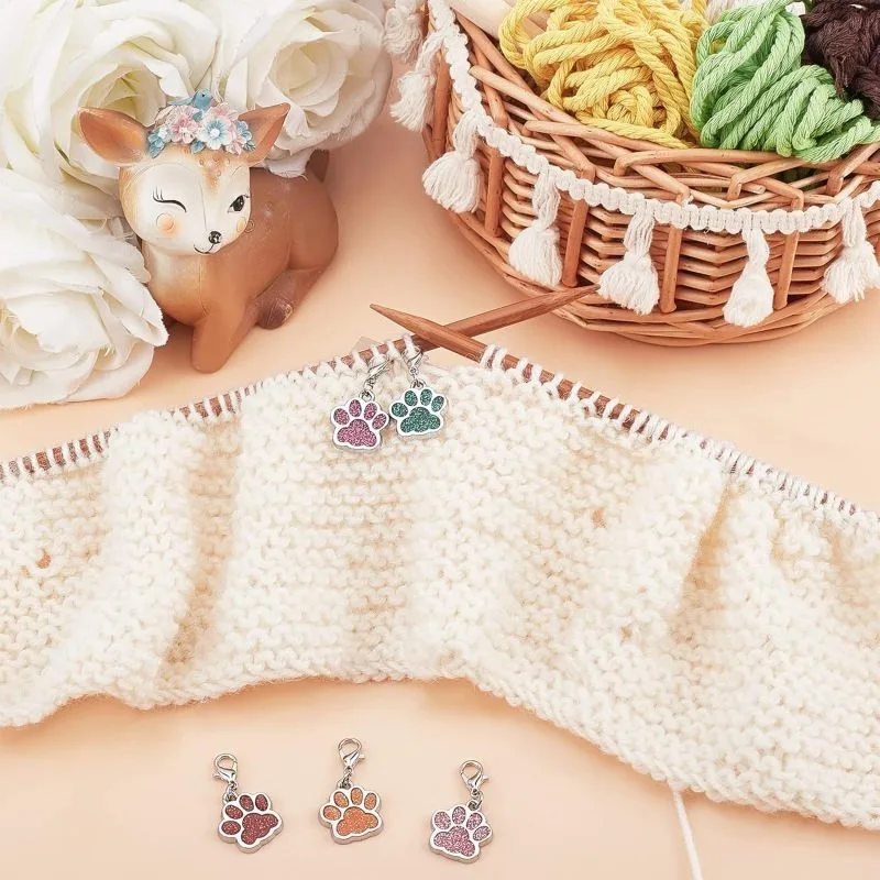 Crochet Stitch Markers Dog Paw Stitch Markers 8 Pcs
