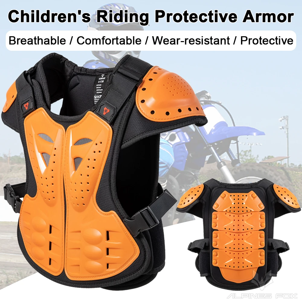 Children Motorcycle Riding Body Armor Vest Kids Motocross Back Chest Protectors Off-Road Dirt Bike Cycling Protective Gear