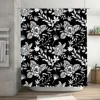 Black White Floral Shower Curtain Fabric Decor for Bathroom Extra Long Size Customize Option Available 3