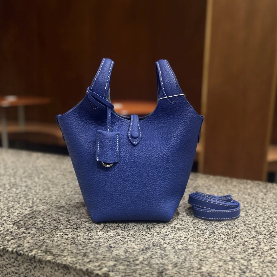 FIRMRANCH European And American Trend Cute Hand-Held Basket Ladies' Bucket Single Shoulder Cross-Body Bag Genuine Leather Purse 3