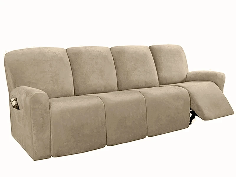 1/2/3/4 Seater Soft Velvet Recliner Sofa Cover Relax Armchair Slipcover Solid Color Sofa Protector for home Living Room 6