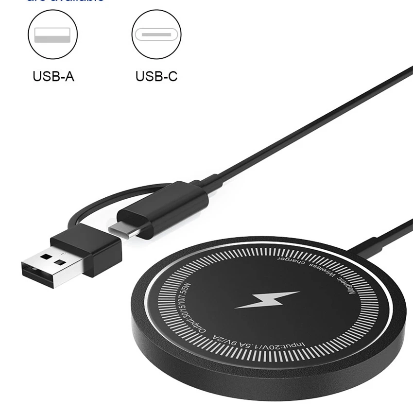 마그네틱 무선 충전기 고속 충전 패드 스탠드, 아이폰 15, 14, 13, 12 프로 맥스, 에어팟 PD, USB A, 휴대폰 충전기, 도킹 스테이션, 30W