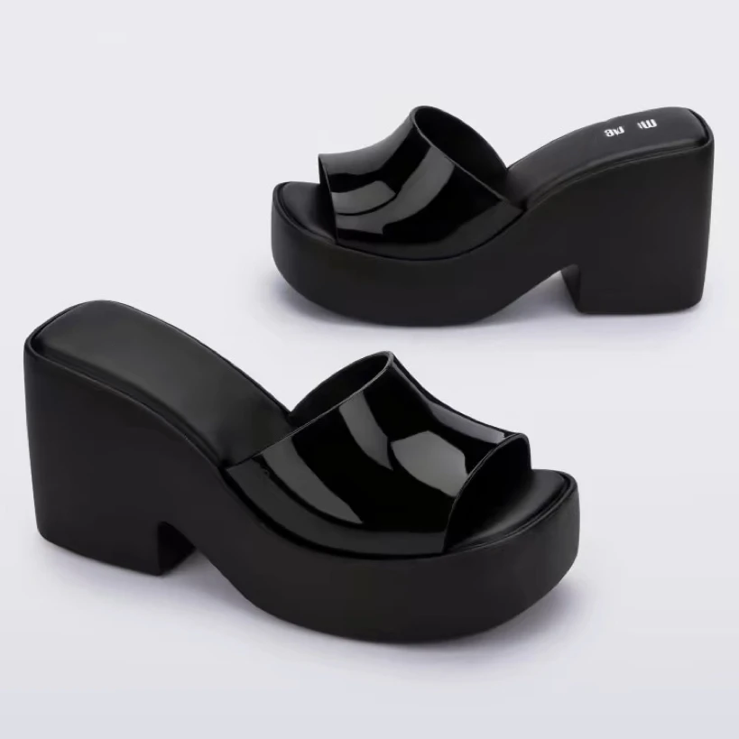 

Мини-тапочки на танкетке Melissa, летние шлепанцы на платформе и высоком каблуке, женские шлепанцы, женская уличная обувь, базовые шлепанцы