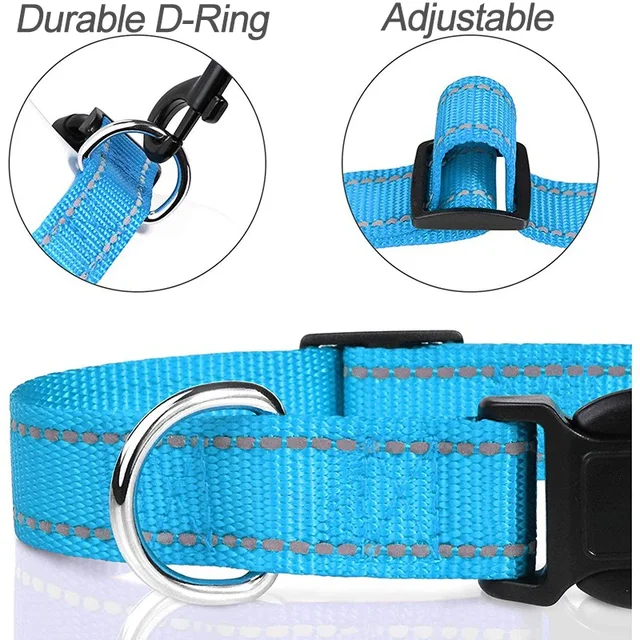 1PC Reflective Dog Collar with Buckle Adjustable Safety Nylon Collars for Small Medium Large Dogs 4