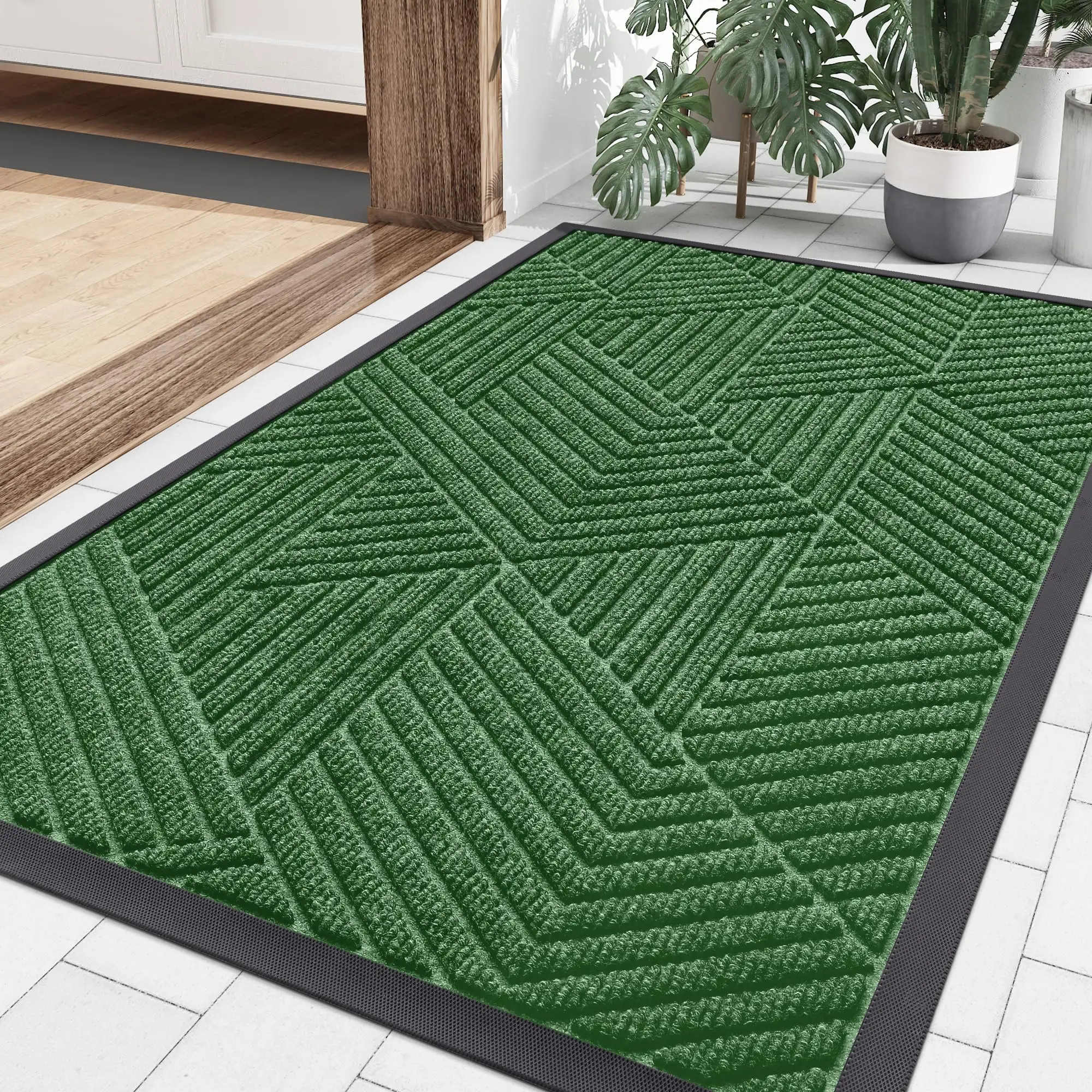 Homaxy Polyester Natural Rubber Irregular Triangle Door Mat Indoor Non Slip Rubber Door Mat Dirt Trap Absorbent Door Mat