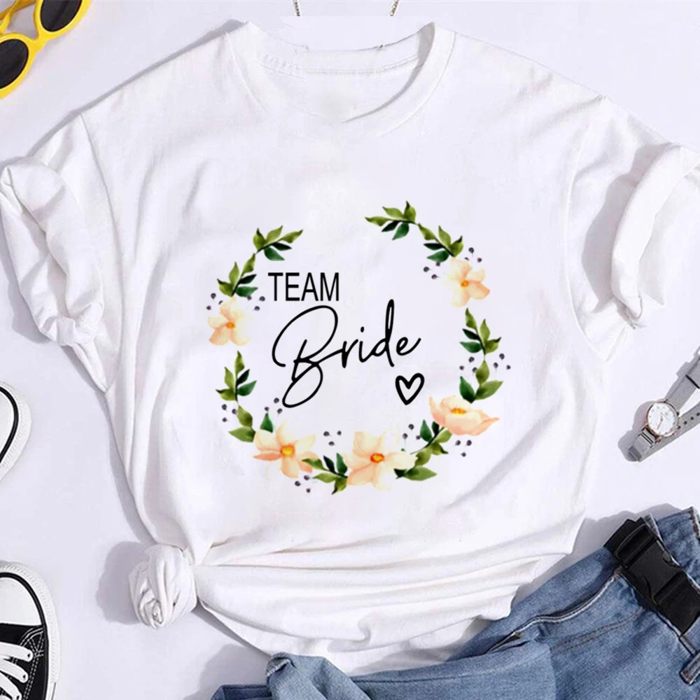New Evjf T-shirts Hen Party Team Bride Women Casual T-shirt Girl Wedding Party Tops Black Pink Tee Bachelorette Party Clothes 5