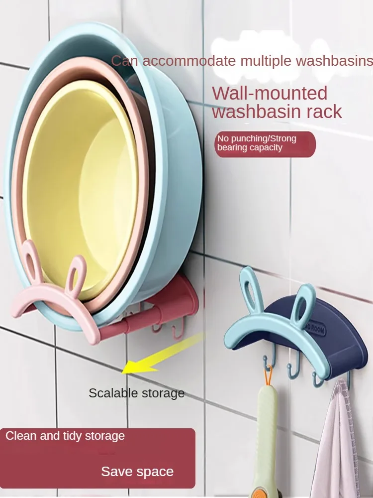 Cute and Space-saving: Bunny Ear Washbasin Rack with Expandable Shower Organizer