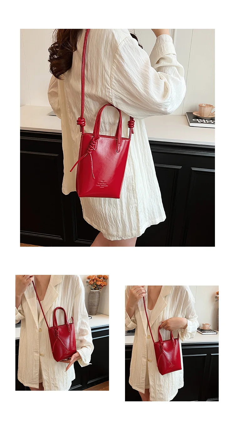 Mini PU Leather Crossbody Bag - Womens Korean Fashion Shoulder Handbag