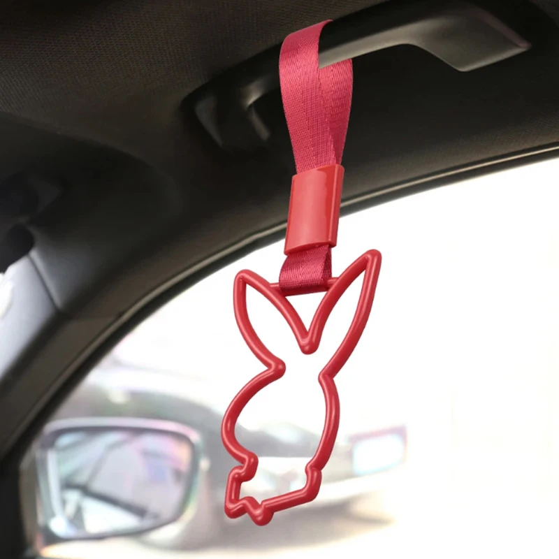 JDM Rabbit Racing Tsurikawa Ring Train Bus Handle Universal Drift Anime Car Modified Handle Nylon Strap For Car Warning car accessories strap car decoration strap