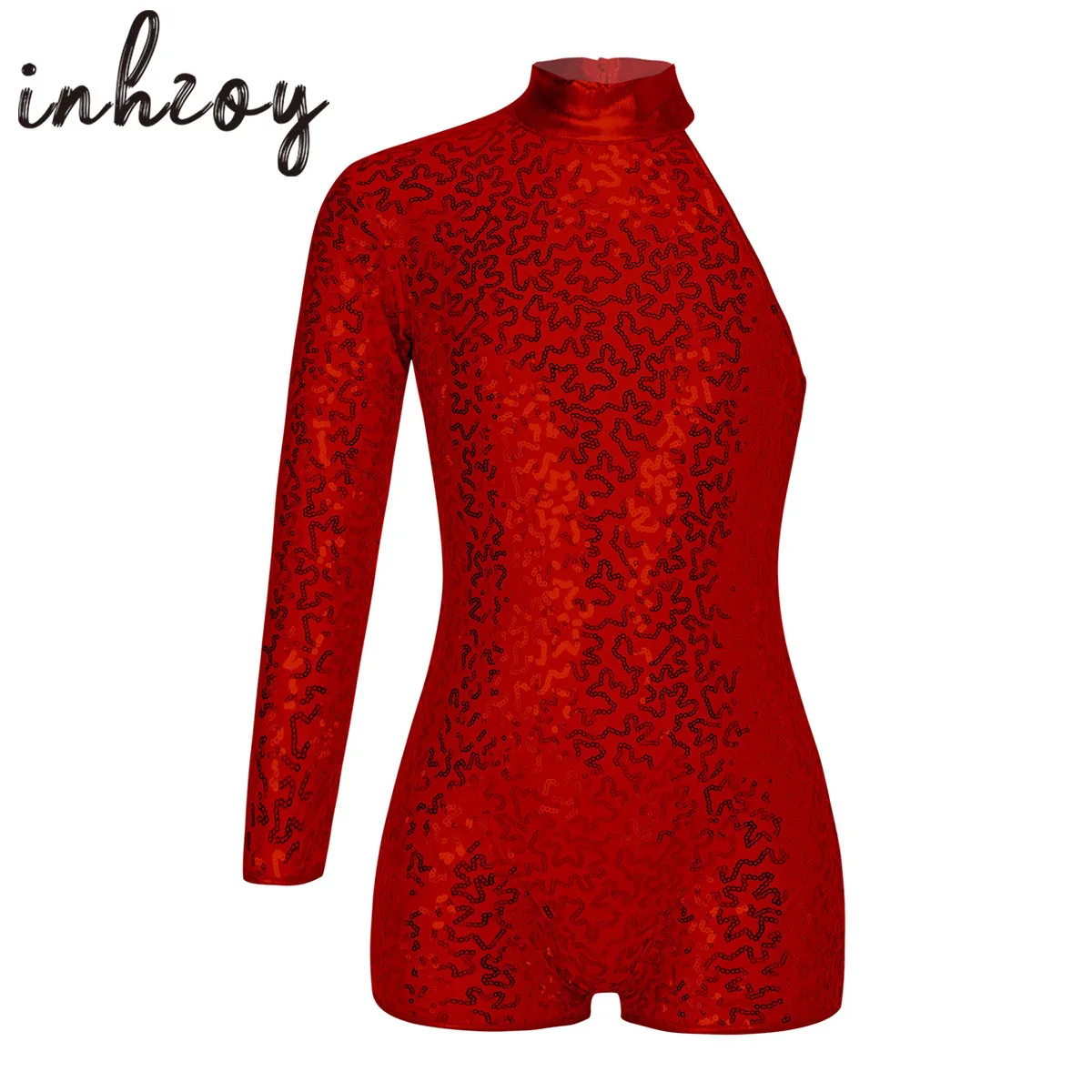 

Kids Girls Sequins Single Long Sleeve Ballet Leotard Gymnastics Bodysuit Jumpsuit Dancewear Stage Performance Costume