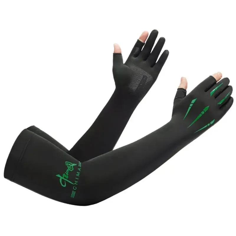 1 Pair Sports Arm Sleeves Outdoor Cycling Running Fishing Climbing Arm Cover Sun UV Protection Ice Cool Sleeves 5-finger Cuff 5