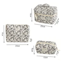 Sacs de courtepointe à fleurs noires pour femmes, sac à main de voyage, pochette fourre-tout à fermeture éclair portable, évaluation cosmétique, stockage de maquillage, poudres, mode Ins 6
