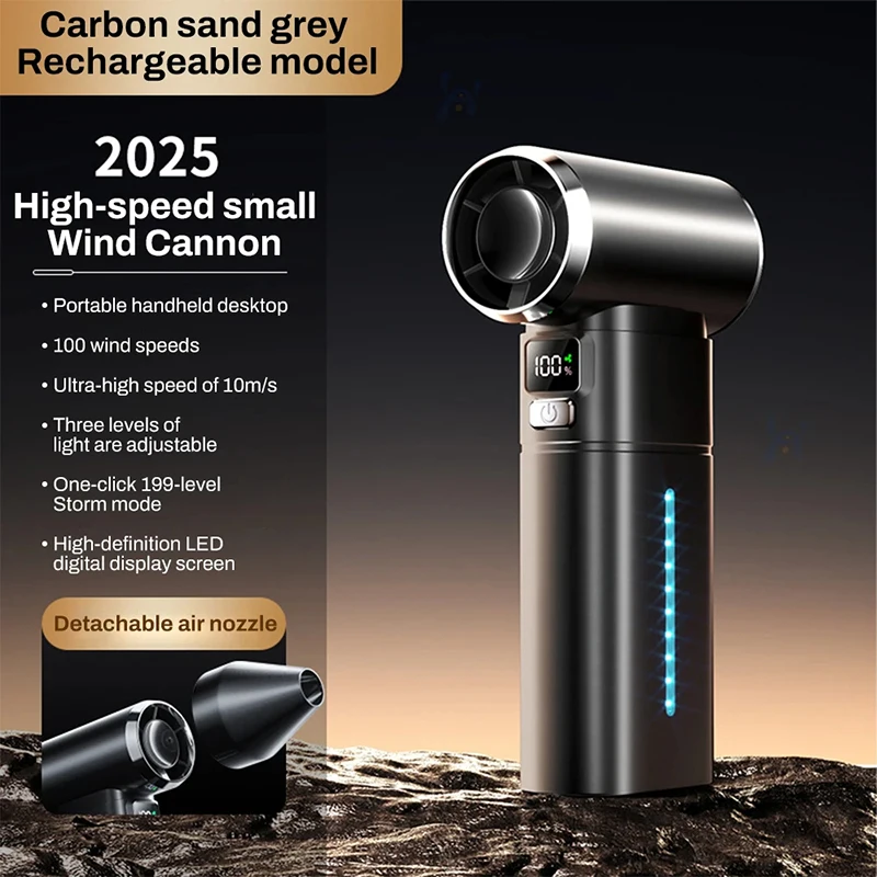 Mini Handheld fan Strong Wind 100 Gear Wind speed LED Digital Display Adjustable Turbo Portable Outdoor Handheld Fan 6000mAh