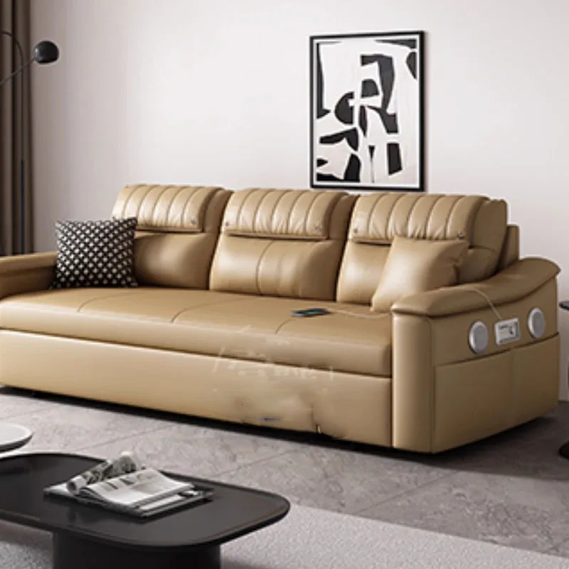 

Lounge Modern Cushion Sofa Brown Luxury Foam Lazzy Puffs Leather Sofa Nordic Recliner Muebles Para Salas Modernos Home Furniture