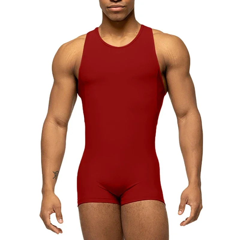 Men Seamless Undershirts Leotard Fitness Wrestling Singlet Bodywear Yoga Dance Elastic Underwear Bodysuits Gay Jumpsuits Vest
