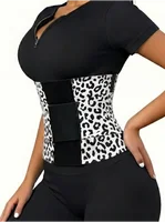 Ceinture amincissante pour femme à imprimé léopard, double ceinture, fermeture réglable, haute compression, contrôle du ventre 4