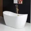 Non-slip bathtub Bathtub Comfortable chic design easy to maintain durable solid brass brushed gold drain modern design bathtub 4
