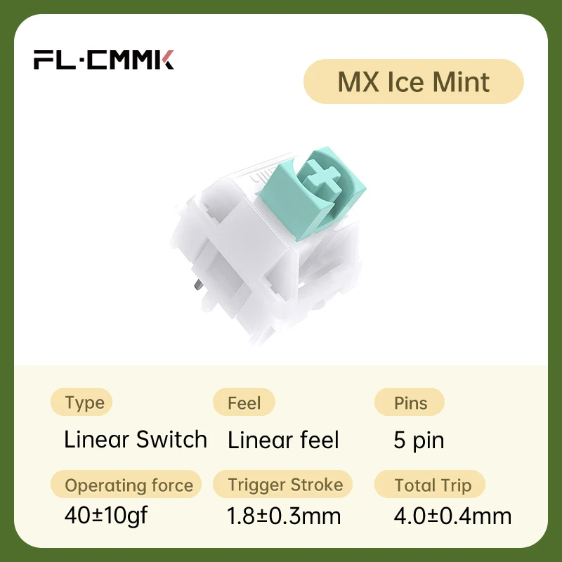 FL · ESPORTS TTC 타이거 스위치 3/5 핀, 아이스 민트 리니어 샤프트 MX 기계식 키보드, DIY 커스텀 액세서리, 사전 윤활, 35 개