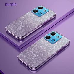 Luxury Gradient Glitter Plating Silicone Back Cover Case for Infinix Smart 7 HD (Sfdd purple)