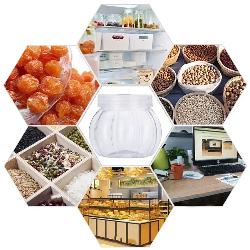 Storage Jars 12Pcs 150ml Pumpkin Jar Transparent Plastic Jar With Lid Candy Cookies Grain Tea Seasoning Storage Container Kithchen Supplies