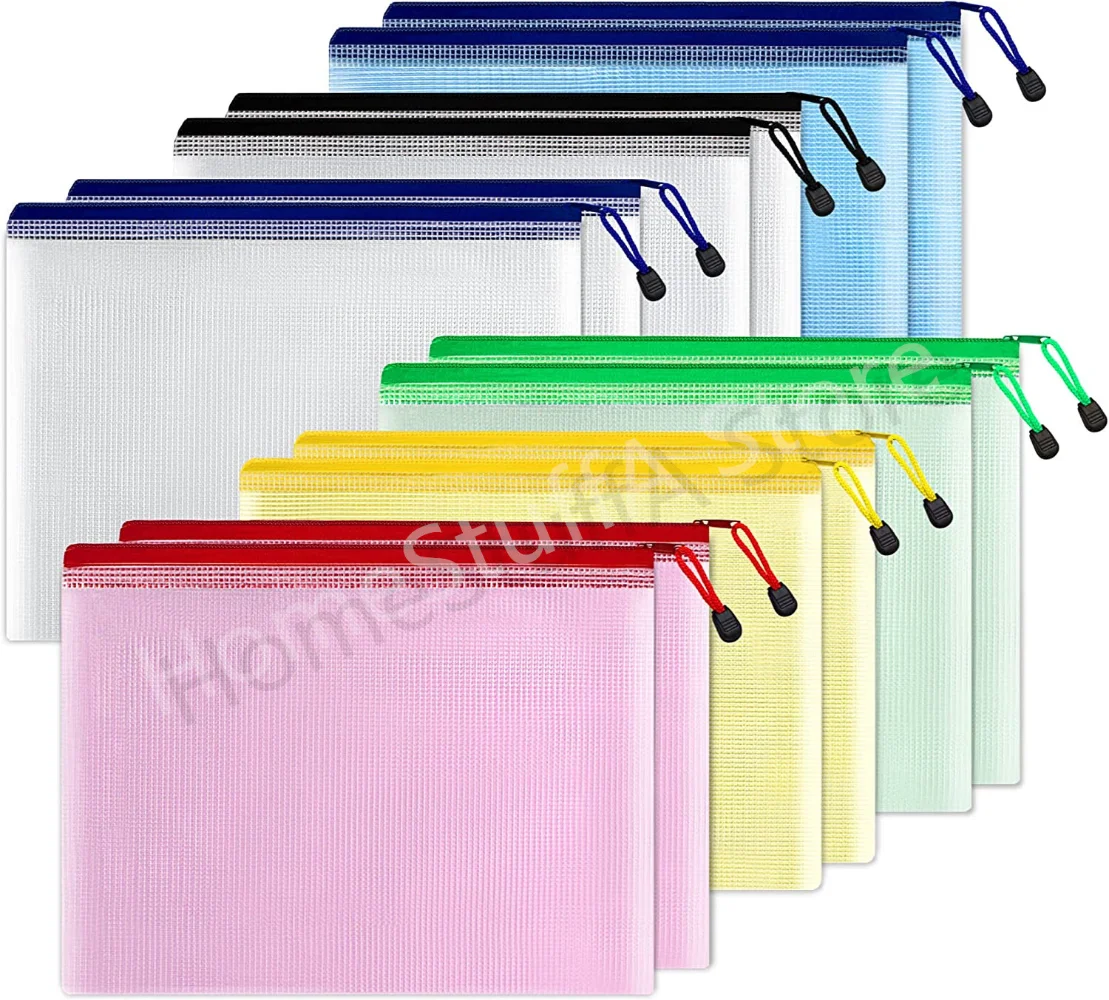 Bolsas De Malla Con Cremallera Rosa - 3 Unidades Tamaño B8 | Ideales Para Organizar Documentos Y Pequeños Objetos