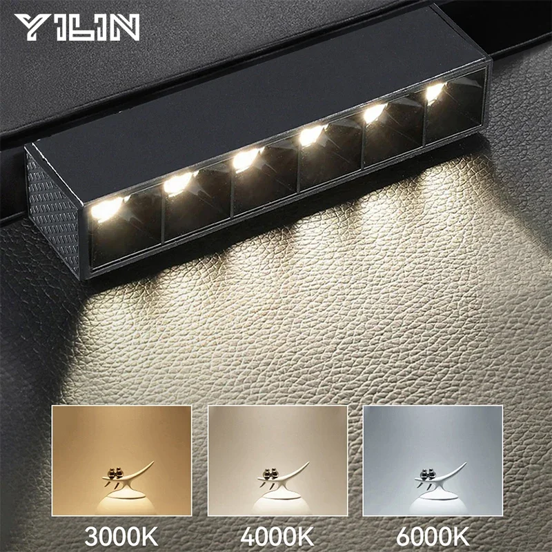 LED Magnet Track Light Embedded Magnetic COB Linear Spotlight Rail Ceil Lamp Living Room Without Main Light Lighting Grille Lamp