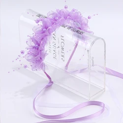 Enchanting Lace Floral Pearl Headband for Girls - Perfect for Weddings, Birthdays, and Special Occasions (Purple)