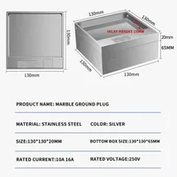 130 มม.x 130 มม.บางเฉียบฝังสแตนเลสซ่อนชั้นซ็อกเก็ตที่มองไม่เห็นแบนแผง EU/US/UK/FR/UN Universal Adapter 2
