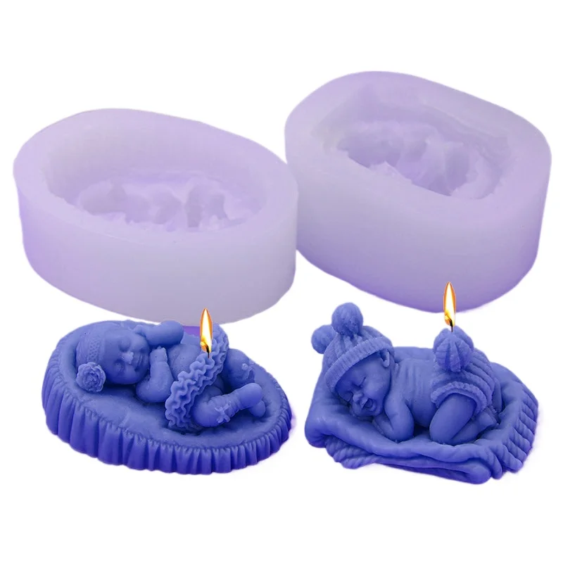 Molde De Silicona 3D Para Dormir, Moldes De Jabón Para Baby Shower Para Hacer Velas, Chocolate, Pastel, Fondant, Decoración De Bricolaje