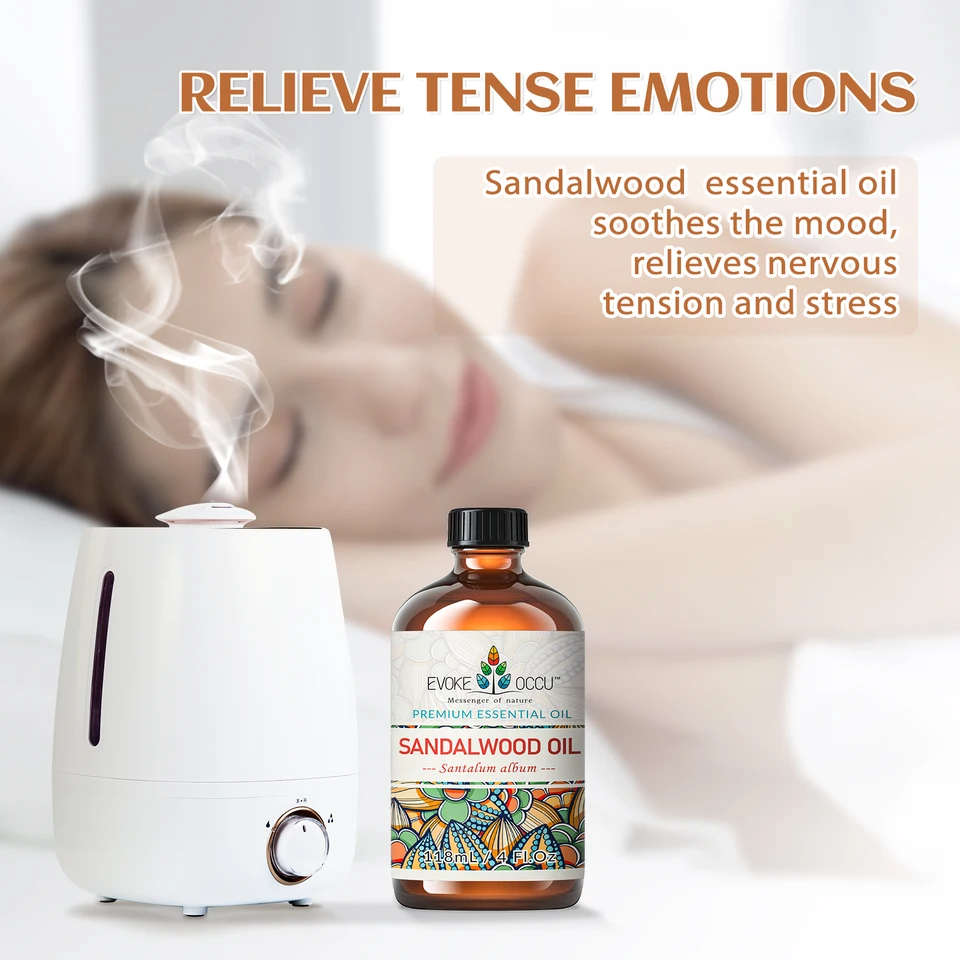 EVOKE OCCU 118ML/4 Fl.Oz. Essential Oils, Premium Sandalwood Plant Oil for  Diffuser, Purifier, Skin, Hair, Candle Soap Making, - AliExpress, image size:960x960