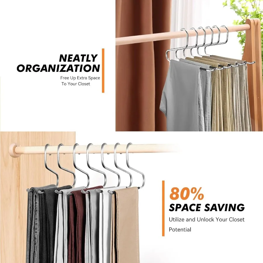 18 Pack Space Saving Open Ended Metal Pant Hangers Non Slip Jean Hangers for Men and Women Ideal Closet Storage Organizer for C