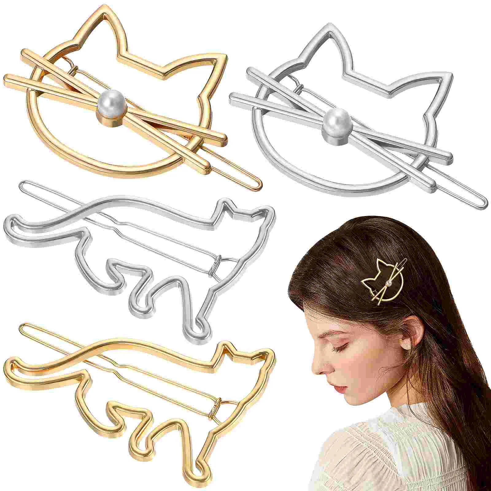 

4 Pcs Hair Clip Cat Clips for Girls Wedding Accessories Women Thick Bangs Barrettes Miss Hair Barrettes