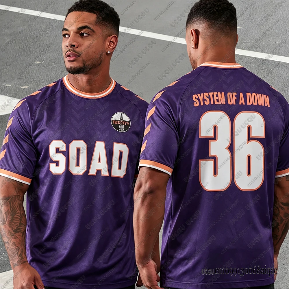 2026 SOAD System Of A Down Tour Fußballtrikot für Herren – Sommerliches, schnelltrocknendes Rock-T-Shirt mit Rundhalsausschnitt, lässige Sport-T-Shirts, Herren-Oberteile