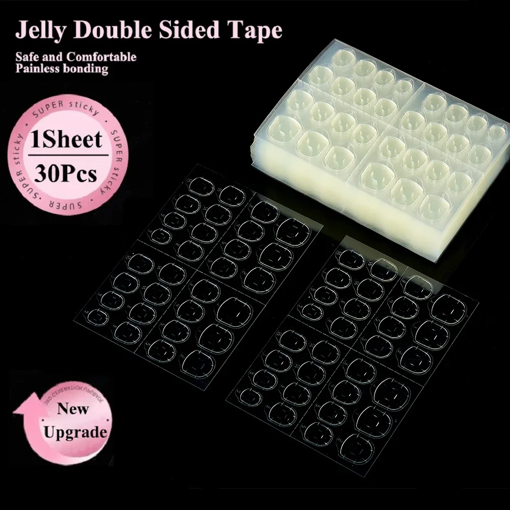 Nail Stickers Nail Art Tools 10/50/100 Sheets/30Pcs Transparent Double-Sided Nail Adhesive Stickers Waterproof False Nail Glue Sticker Jelly Tips Tools