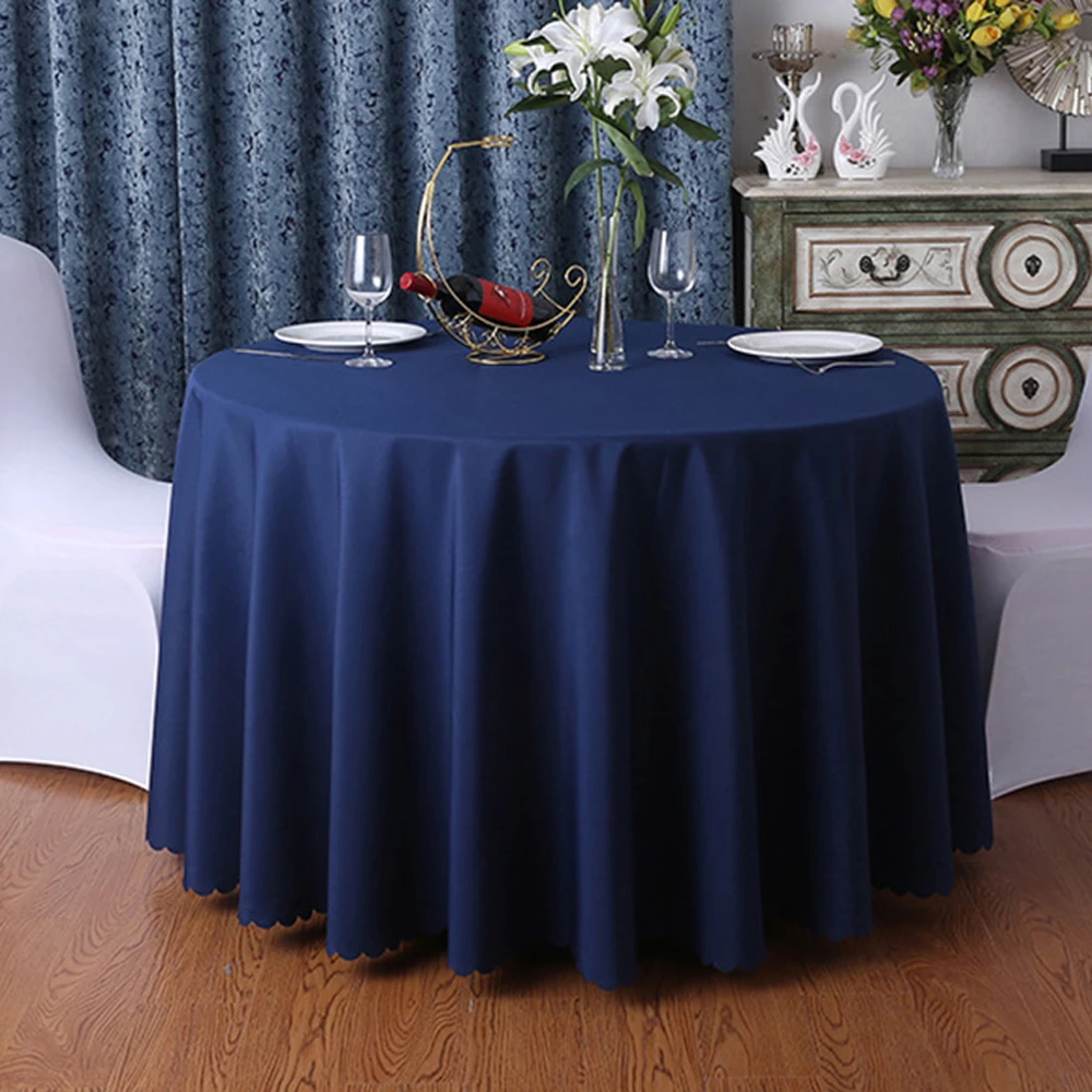 Round Polyester Round Wedding Table Cover Navy Blue Polyester