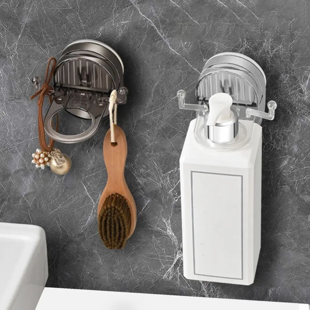 Plastic Suction Cup Shampoo Hanger Adjustable Free Punching Shower Bottle Holder Wall Mounted Shower Gel Bottle Rack for Home