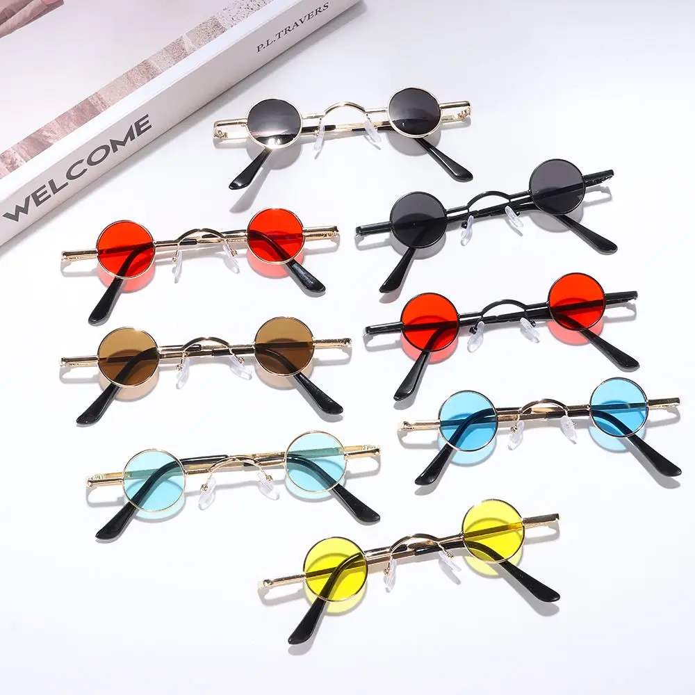 Women Men Candy Color Hip Hop Sun Glasses Small Round Sunglasses Shades Punk