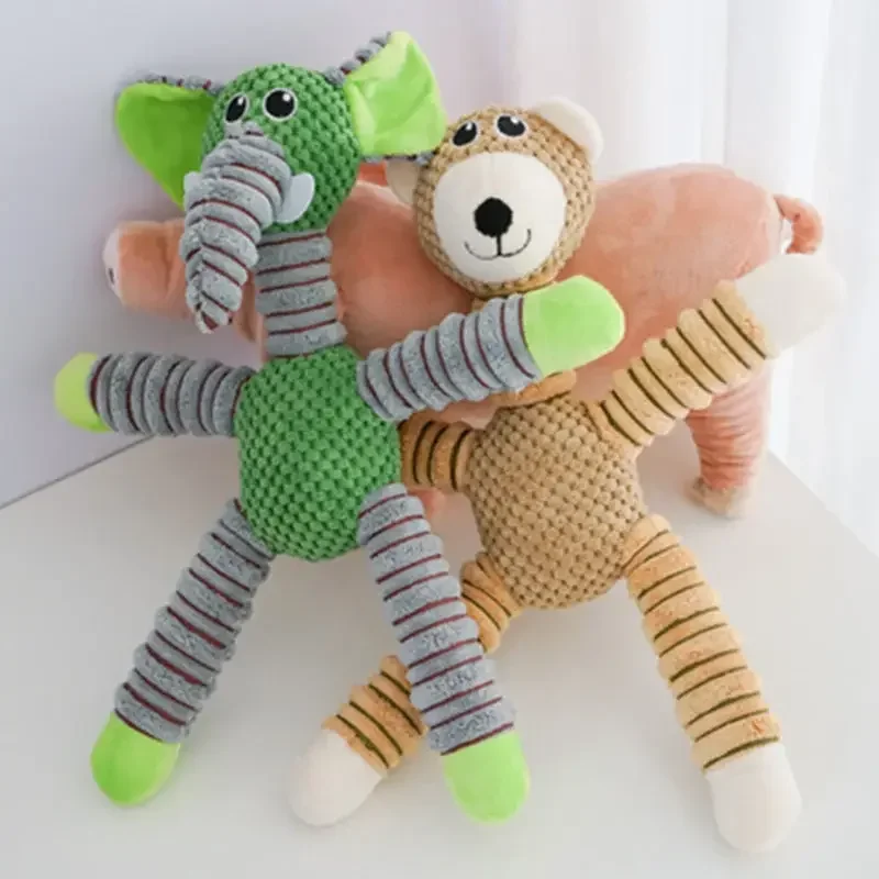 Indestructible Sound Squeaky Toys Animals Shape Pet Soft Plush Chew Molar Training Toy Puppy Bite Teeth Toys for Large Dogs 5