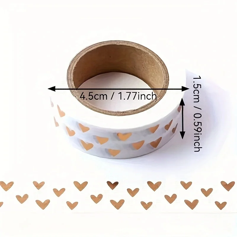 1PC 15mm*10m Heart Foil Washi Tape Japanese Kawaii Scrapbooking Tools Masking Tape Christmas Photo Album Diy Decorative Tapes 4