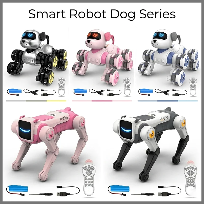 Cane Robot Telecomandato Intelligente, Cucciolo Elettronico Interattivo, Giocattolo Bionico Programmabile per Danza e Acrobazie, Regalo per Bambini - immagine 2