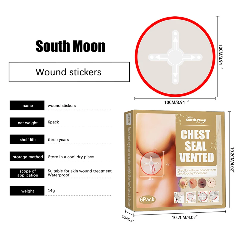 Chest Seal Medical 6pcs/set Prevent Puncture Wounds Dressing Pneumothorax Emergency First Aid Trauma