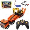 Huina 1:24 Simulation Nine-Channel Electric Remote Control Flatbed Trailer + Excavator Children'S Toys Hands-On Brainhuina 1:24 1