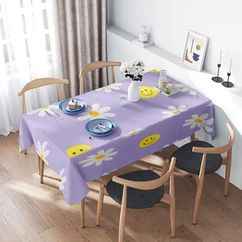 Tovaglia floreale viola con faccina gialla design per l'arredamento della cucina o la sala da pranzo utilizza tessuti decorativi per la casa moderna 1