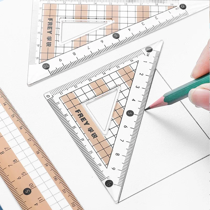 7-Pieces Ruler Set Ruler Triangle Protractor Rubber Compass for Student School Math Supplies